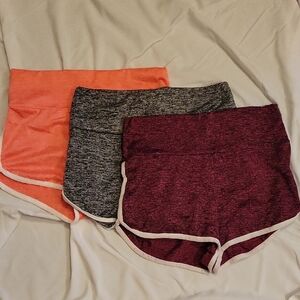 SHEIN Coral, Gray, and Burgundy Athletic Lounge Shorts Trio